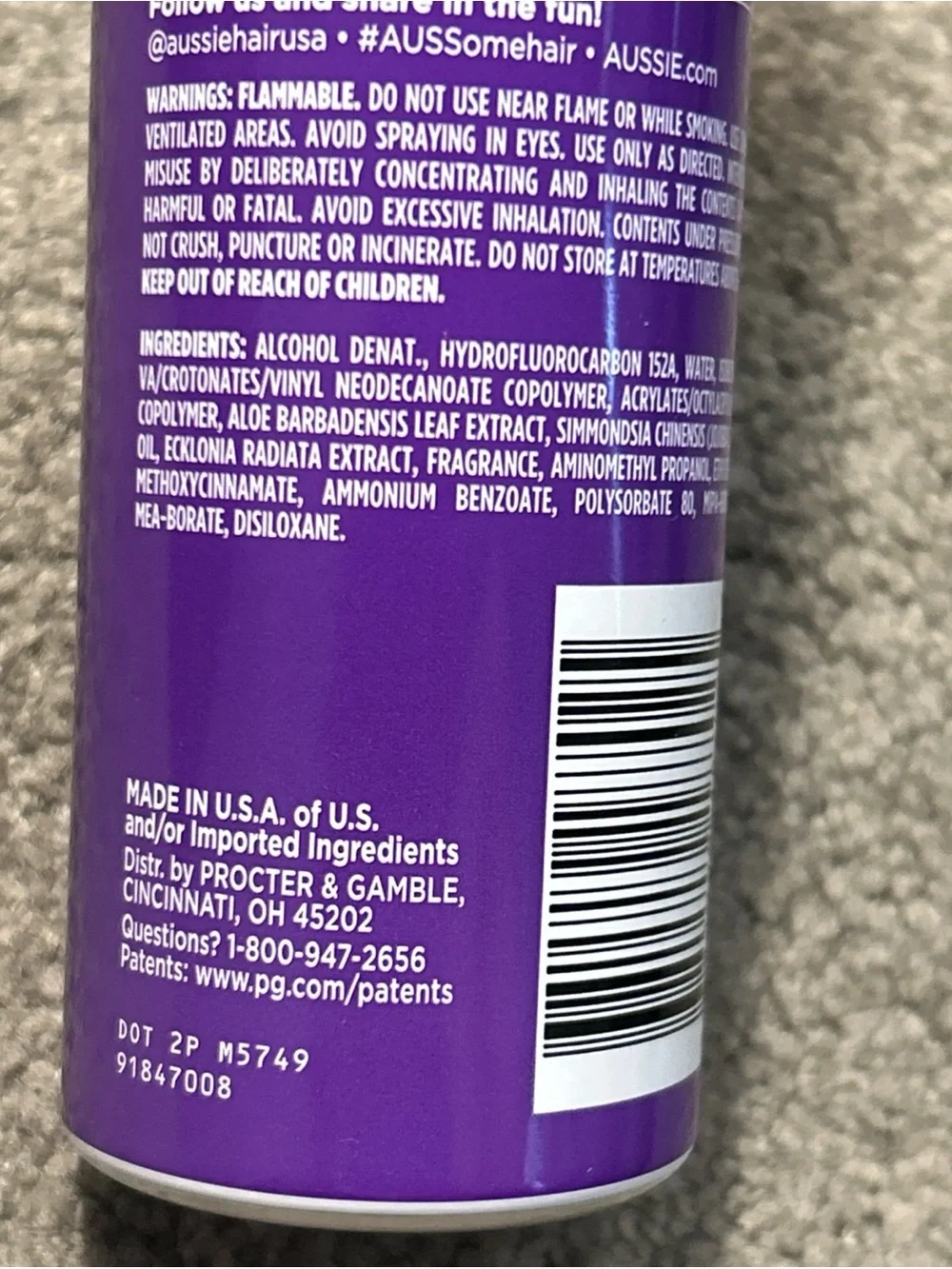X3 Aussie Instant Freeze Hairspray Jojoba Oil Australian Sea Kelp Max Hold 7oz